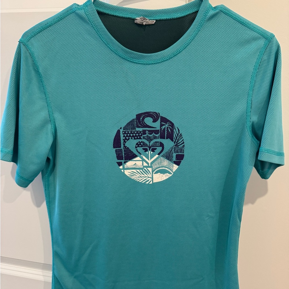 Roxy Teal Short Sleeve Rashguard - Size S/M